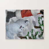 Amerikaanse Eskimo hond met Kerstmis Legpuzzel (Horizontaal)