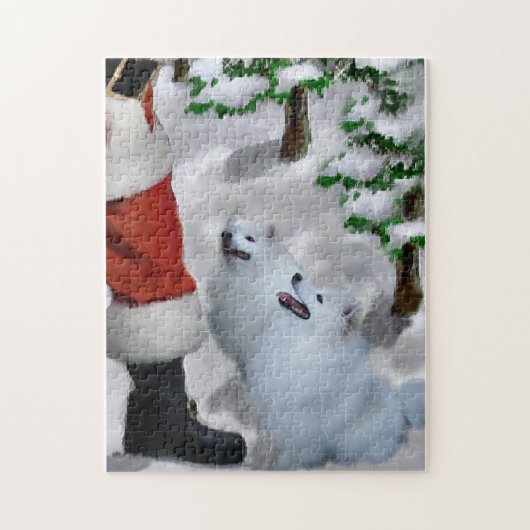 Amerikaanse Eskimo hond met Kerstmis Legpuzzel (Verticaal)