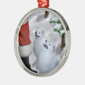 Amerikaanse Eskimo hond met Kerstmis Metalen Ornament (Links)