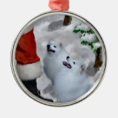 Amerikaanse Eskimo hond met Kerstmis Metalen Ornament (Voorkant)