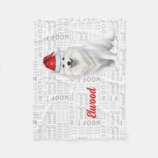 Amerikaanse Eskimo hond met naam kerstvakantie Fleece Deken (Voorkant)