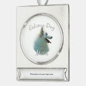 Amerikaanse Eskimo Hond Moeder 2 Verzilverd Banner Ornament (Links)