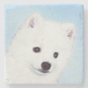 Amerikaanse Eskimo-hond Schilderij - Originele Hon Stenen Onderzetter