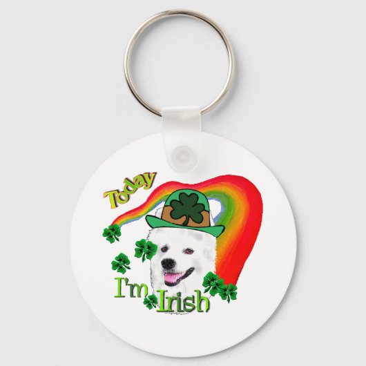Amerikaanse Eskimo-hond St. Patricks Sleutelhanger (Voorkant)