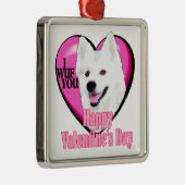 Amerikaanse Eskimo-hond Valentijnsdag Metalen Ornament (Rechts)