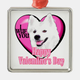 Amerikaanse Eskimo-hond Valentijnsdag Metalen Ornament