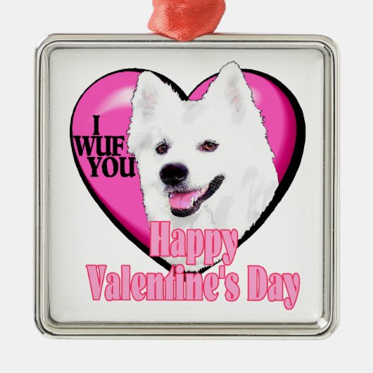 Amerikaanse Eskimo-hond Valentijnsdag Metalen Ornament (Voorkant)