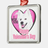 Amerikaanse Eskimo-hond Valentijnsdag Metalen Ornament (Links)