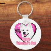 Amerikaanse Eskimo-hond Valentijnsdag Sleutelhanger (Voorkant)