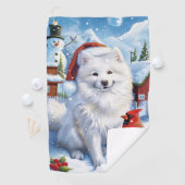 Amerikaanse Eskimo Hond Winter Wonderland Kerstmis Golfhanddoek (Insitu)