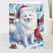 Amerikaanse Eskimo Hond Winter Wonderland Kerstmis Kaart (Voorkant)