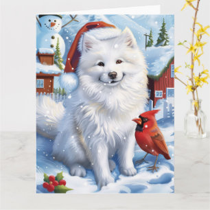 Amerikaanse Eskimo Hond Winter Wonderland Kerstmis Kaart