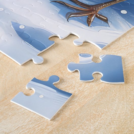 Amerikaanse Eskimo Hond Winter Wonderland Kerstmis Legpuzzel (Zijkant)