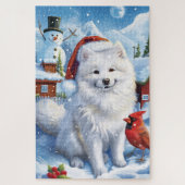 Amerikaanse Eskimo Hond Winter Wonderland Kerstmis Legpuzzel (Verticaal)