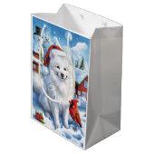 Amerikaanse Eskimo Hond Winter Wonderland Kerstmis Medium Cadeauzakje (Achterkant Gekanteld)