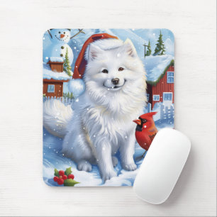 Amerikaanse Eskimo Hond Winter Wonderland Kerstmis Muismat