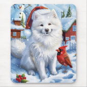Amerikaanse Eskimo Hond Winter Wonderland Kerstmis Muismat (Voorkant)
