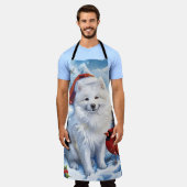 Amerikaanse Eskimo Hond Winter Wonderland Kerstmis Schort (Gedragen)