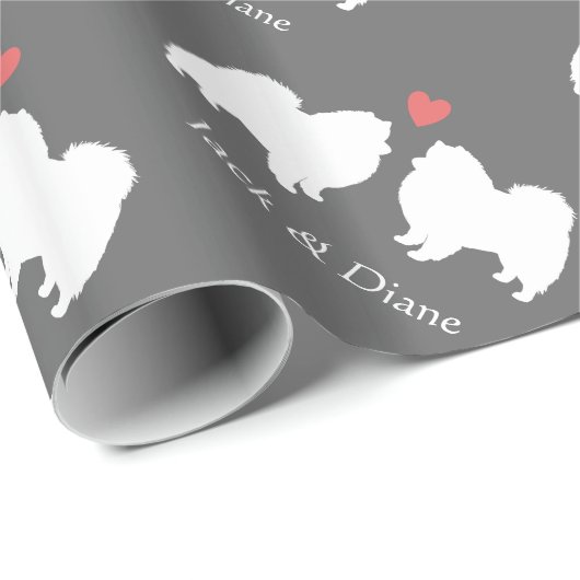 Amerikaanse Eskimo Honden Bruiloft met aangepaste  Cadeaupapier (Rol Hoek)