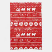 Amerikaanse Eskimo Honden Kerstmis Eskies Vakantie Theedoek (Verticaal)