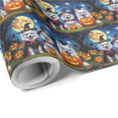 Amerikaanse Eskimo Honden Pompoen Halloween Grappi Cadeaupapier (Rol Hoek)