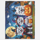 Amerikaanse Eskimo Honden Pompoen Halloween Grappi Fleece Deken (Voorkant)