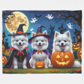 Amerikaanse Eskimo Honden Pompoen Halloween Grappi Fleece Deken (Voorkant (Horizontaal))