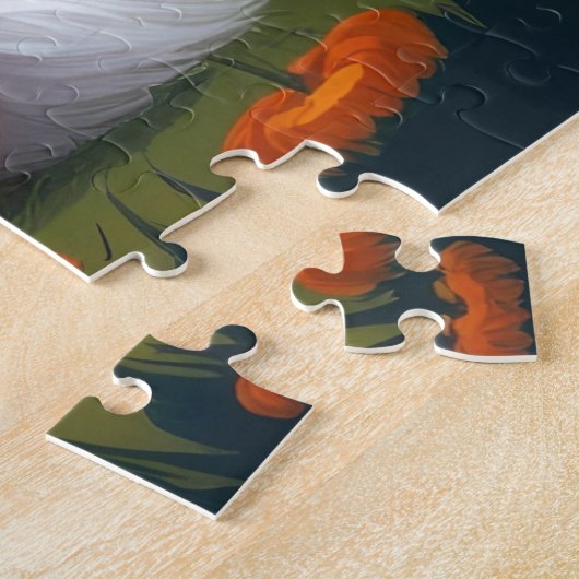 Amerikaanse Eskimo Honden Pompoen Halloween Grappi Legpuzzel (Zijkant)