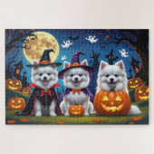 Amerikaanse Eskimo Honden Pompoen Halloween Grappi Legpuzzel (Horizontaal)
