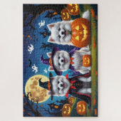 Amerikaanse Eskimo Honden Pompoen Halloween Grappi Legpuzzel (Verticaal)