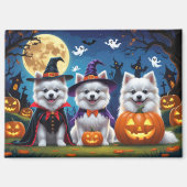 Amerikaanse Eskimo Honden Pompoen Halloween Grappi Magneet (Voorkant)