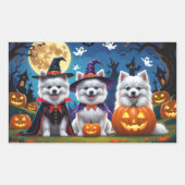 Amerikaanse Eskimo Honden Pompoen Halloween Grappi Rechthoekige Sticker (Voorkant)