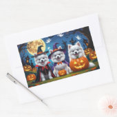 Amerikaanse Eskimo Honden Pompoen Halloween Grappi Rechthoekige Sticker (Envelop)