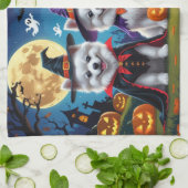 Amerikaanse Eskimo Honden Pompoen Halloween Grappi Theedoek (Gevouwen)