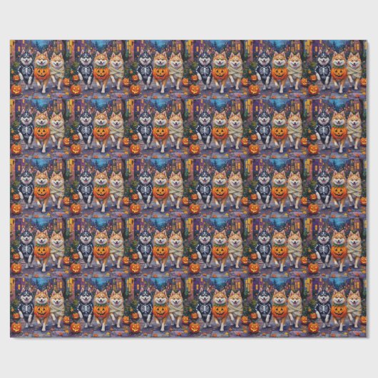 Amerikaanse Eskimo Honden Trick-or-Treating Hallow Cadeaupapier (Vlak)