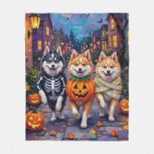 Amerikaanse Eskimo Honden Trick-or-Treating Hallow Fleece Deken (Voorkant)