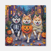 Amerikaanse Eskimo-honden Trick-or-Treating Hallow Magneet (Voorkant)