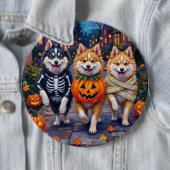 Amerikaanse Eskimo Honden Trick-or-Treating Hallow Ronde Button 6,0 Cm (In situ)
