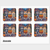 Amerikaanse Eskimo Honden Trick-or-Treating Hallow Vierkante Sticker (Vel)
