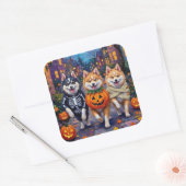 Amerikaanse Eskimo Honden Trick-or-Treating Hallow Vierkante Sticker (Envelop)