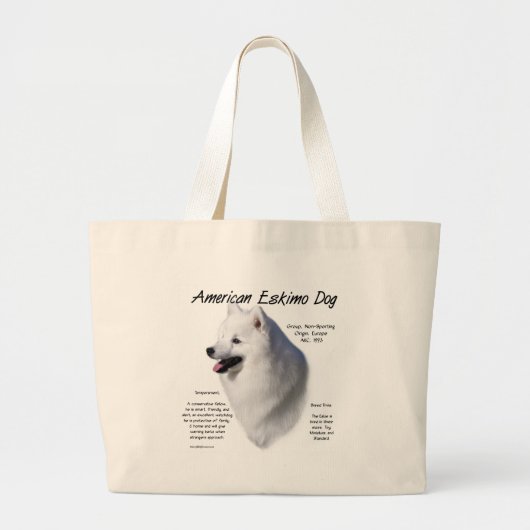 Amerikaanse Eskimo hondengeschiedenis; Alles over  Grote Tote Bag (Voorkant)