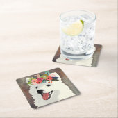 Amerikaanse Eskimo Hondenras Flower Crown Kartonnen Onderzetters (Insitu)