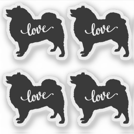 Amerikaanse Eskimo Hondenras Love x4 Vinyl Sticker (Voorkant)