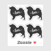Amerikaanse Eskimo Hondenras Love x4 Vinyl Sticker (Vel)