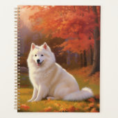 Amerikaanse Eskimo in door herfstbladeren geïnspir Planner (Voorkant)