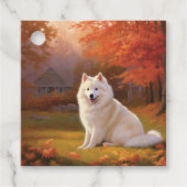 Amerikaanse Eskimo in herfstbladeren Herfst geïnsp Bedankjes Labels (Voorkant)