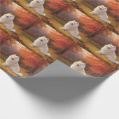 Amerikaanse Eskimo in herfstbladeren Herfst geïnsp Cadeaupapier (Hoek)