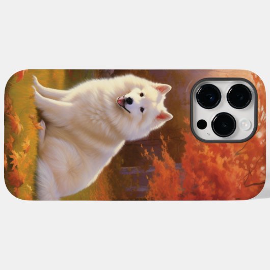 Amerikaanse Eskimo in herfstbladeren Herfst geïnsp Case-Mate iPhone Case (Achterkant (horizontaal))