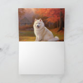 Amerikaanse Eskimo in herfstbladeren Herfst geïnsp Kaart (Binnen)