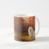 Amerikaanse Eskimo in herfstbladeren Herfst geïnsp Koffiemok (Voorkant rechts)